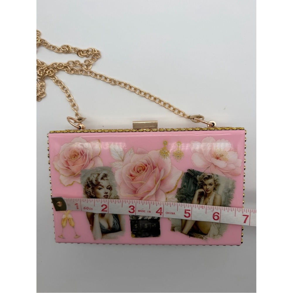 Pink Acrylic Box Crossbody Shoulder Bag Purse - Picture 6 of 9